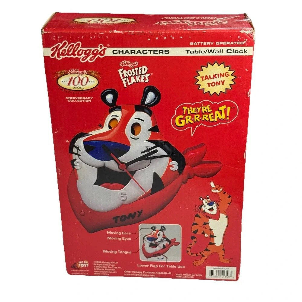 Vintage Kellogg'S Tony The Tiger 100Th Anniversary 2006 Talking Table/Wall Clock